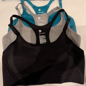 All in Motion Sports Bra Trio - Black, Gray, Teal